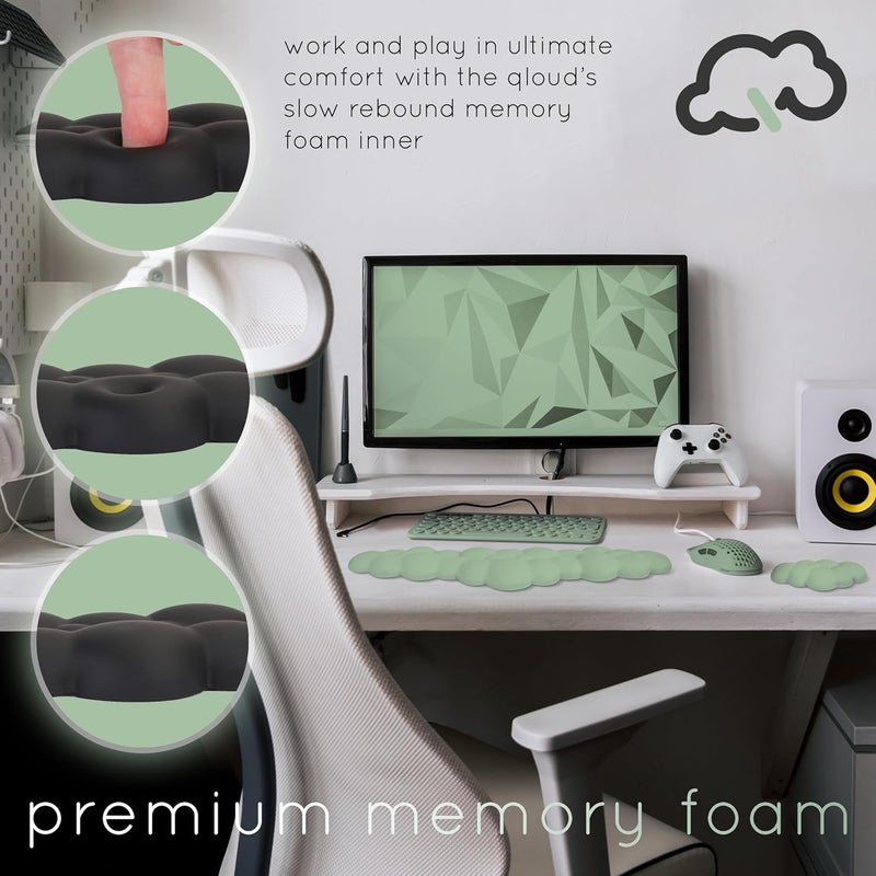 Create-ables Qloud Cloud Wrist Rest Keyboard Wrist Rest for Computer Keyboard Pad, Cloud Keyboard Wrist Rest, Wrist Pad for Keyboard, Memory Foam, Non Slip Base, Comes with Mouse Pad - Pastel Green - Image 5